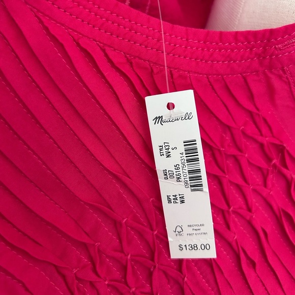 NWT Madewell Embroidered Pleated Mini Dress Women’s Size Small Watermelon Color - Picture 9 of 10